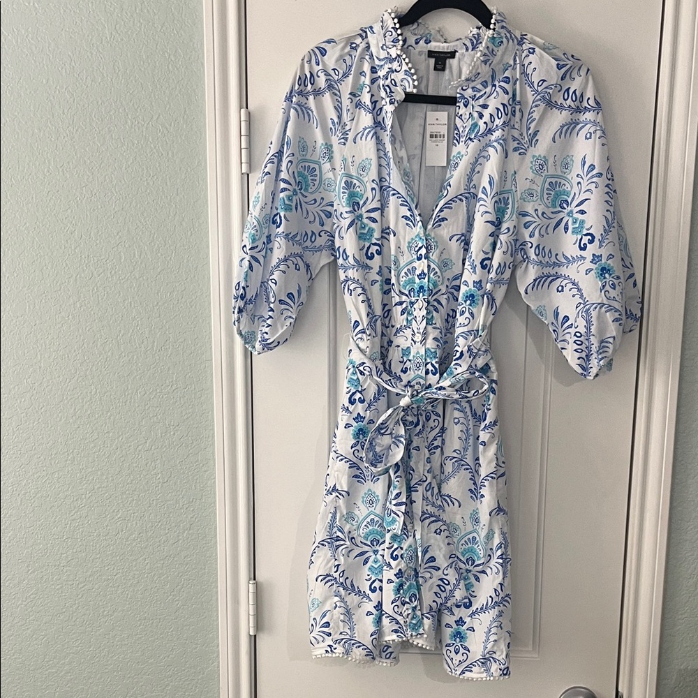 Ann Taylor Blue and White Patterned dress NWT